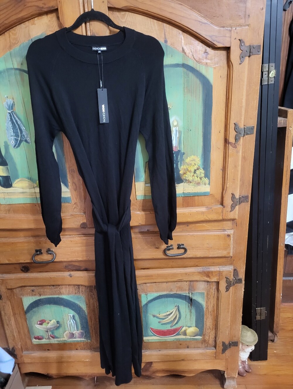 Fashion Nova Black Slit Just Got Real Tunic Sweater